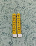 Ruler earrings, tape measure earrings, seamstress gifts, seamstress inspired, sewing inspired, sewing earrings, kitsch earrings, kitsch gift
