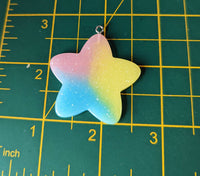 Kawaii glittery star earrings, statement earrings, glittery jewellery, star themed gift, kawaii themed gifts, star jewelry, rainbow earrings