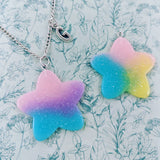 Kawaii glittery star necklace, glittery star jewellery, star inspired gifts, star themed gifts, sparkly necklace, statement necklace,