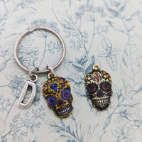 Sugar skull Keychain, sugar skull lover gifts, Mexican themed gifts, day of the dead gifts, goth accessory, skull accessories, skull key fob