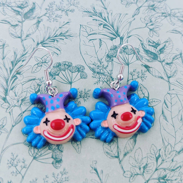 Clown earrings, clown jewelry, clown lover gifts, kids party clown, clown inspired, clown school gifts, kawaii earrings, clown Entertainer,