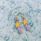Shooting star earrings, children's earrings, gifts for children, clip on children's earrings, girl's jewelry, star themed, star jewellery