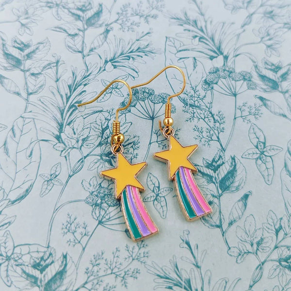Shooting star earrings, children's earrings, gifts for children, clip on children's earrings, girl's jewelry, star themed, star jewellery