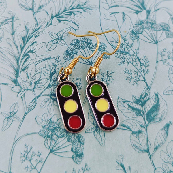 Traffic light earrings, traffic manager gifts, new driver gifts, novelty earrings, gifts for a lollypop lady, gift for passing driving test,