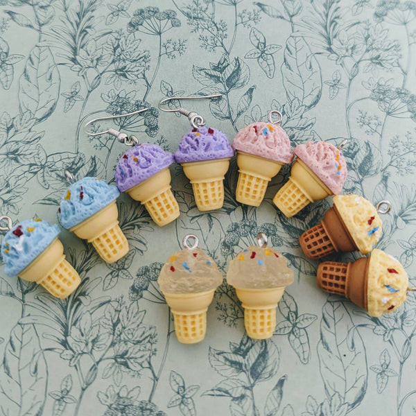 Ice cream earrings, food earrings, foodie gifts, summer earrings, kawaii jewelry, summer inspired, ice cream jewelry, ice cream lovers,