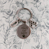 Crazy cat lady gifts, cat lover Keychain, gifts for cat lovers, cat inspired, cat accessories, cat themed gifts, kitten gifts, cat fans