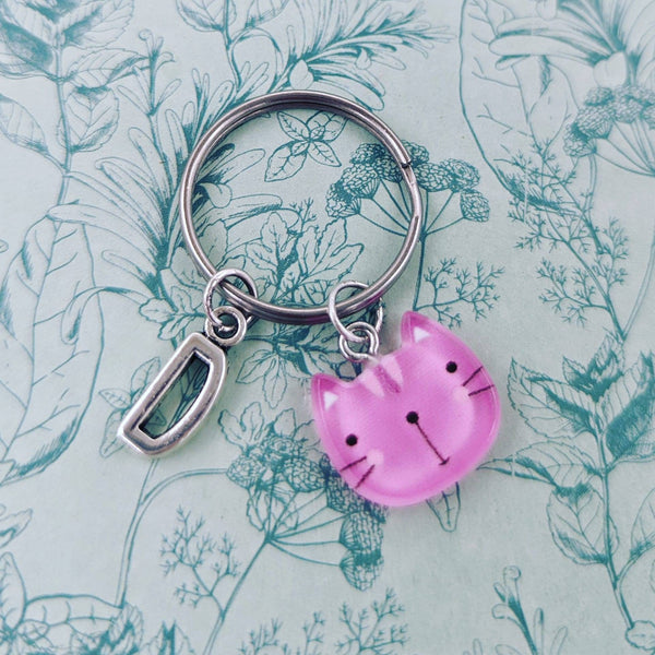 Pink cat Keychain, cat mom gifts, gifts for cat lovers, children Keychain, childrens bag accessories, cat owner gifts, kitty cat gifts,