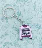 It's way too peopley outside, fun Keychain, novelty gifts, novelty Keyring, anti social gifts, comedy inspired, quote inspired gifts,