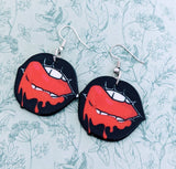 Retro earrings, lips earrings, punk earrings, gothic jewelry, gothic earrings, gothic inspired, Halloween earrings, Halloween inspired,