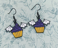 Halloween earrings, Halloween jewelry, bat earrings, muffin earrings, gifts for Halloween, scary earrings, cake jewelry, Halloween inspired