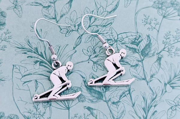 Skier earrings, sports earrings, sports jewellery, sports lover gifts, skiing instructor gifts, winter sports inspired, ski gifts,