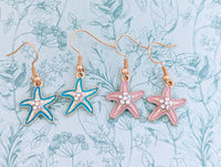 Starfish earrings, starfish jewelry, beach earrings, starfish themed, starfish inspired, beach lover gifts, nautical earrings, beach fan,