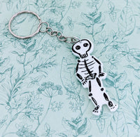 Skeleton Keychain, gothic Keychain, gothic accessories, skeleton accessories, Halloween gifts, Halloween Keychain, illustrator gifts,