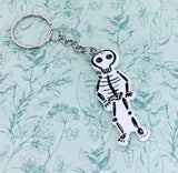 Skeleton Keychain, gothic Keychain, gothic accessories, skeleton accessories, Halloween gifts, Halloween Keychain, illustrator gifts,