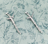 Shotgun earrings, weapon earrings, weapon jewelry, horror earrings, gun lover gifts, novelty earrings, rifle earrings, gangster earrings,