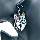 Wolf earrings, statement earrings, wolf jewelry, abstract earrings, artist gifts, artistic earrings, art inspired, art teacher gifts,