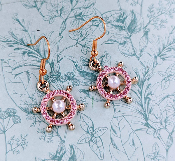 Ships wheel earrings, nautical earrings, nautical jewellery, nautical themed, ship earrings, sailor earrings, sailor jewelry, ship lovers,
