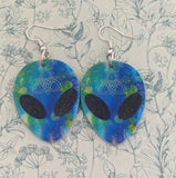 Alien earrings, UFO earrings, statement earrings, statement jewelry, alien jewellery, gifts for alien believers, alien inspired, UFO gifts,