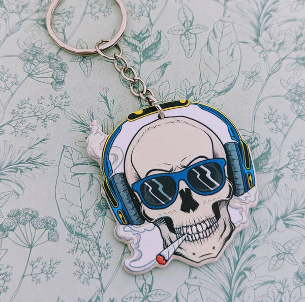 Skull Keychain, skull lover gifts, skull inspired, gifts for music lovers, gifts for skull collectors, gothic Keychain, skull bag accessory