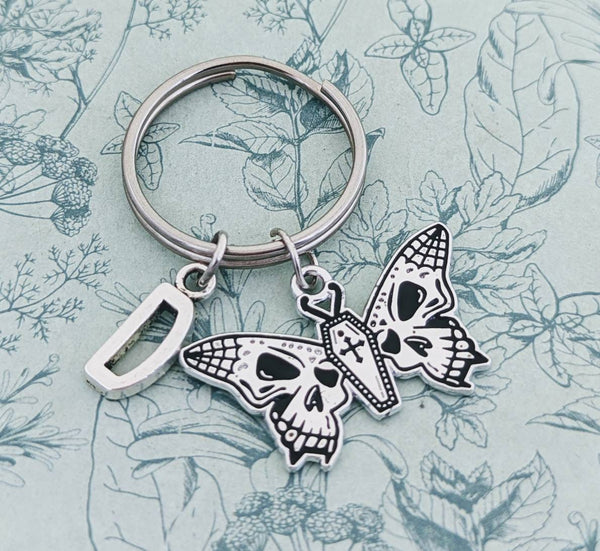 Skull moth keychain, bug lover gifts, bug keychain, bug themed, gothic inspired, witch keychain, witch coven gifts, witch inspired,