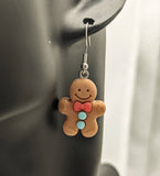 Gingerbread man earrings, gingerbread man jewelry, Christmas earrings, Christmas jewelry, Christmas lover gifts, festive earrings,