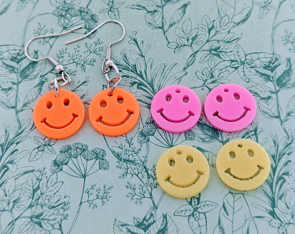 Smile earrings, festival earrings, festival inspired, festival themed, happy earrings, face earrings, neon earrings, neon jewelry, funky