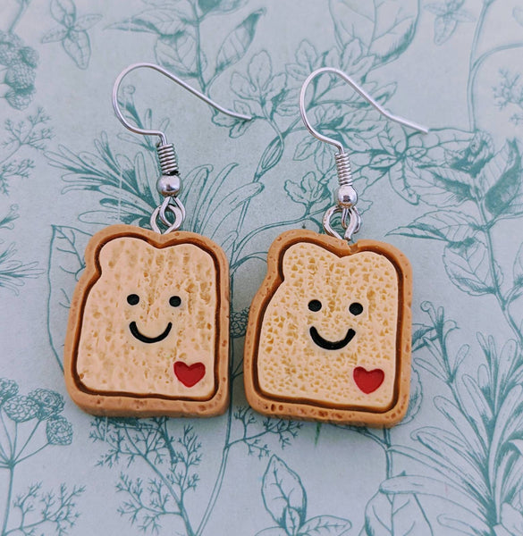 Toast earrings, baker gifts, pastry chef earrings, chef jewelry, chef gifts, kawaii earrings, foodie earrings, foodie jewellery, food themed