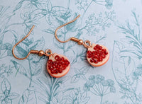 Pomegranate earrings, pomegranate jewelry, pomegranate lover gifts, fruit earrings, fruit lover gifts, fruit jewellery, food earrings,