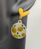 Lemon earrings, lemon jewelry, lemon lovers, fruit earrings, fruit jewellery, food earrings, foodie gifts,  vegan earrings, vegan gifts,