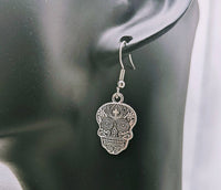 Sugar skull earrings, skull jewellery, skull lover gifts, gothic earrings, day of the dead earrings, Halloween earrings, skull gift,