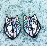 Wolf earrings, statement earrings, wolf jewelry, abstract earrings, artist gifts, artistic earrings, art inspired, art teacher gifts,