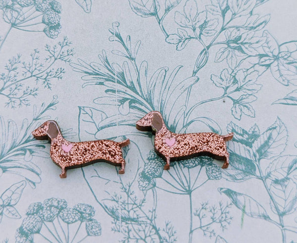 Dachshund earrings, Dachshund jewelry, Dachshund stud earrings, glittery earrings, Dachshund lover gifts, dog owner gifts, dog inspired