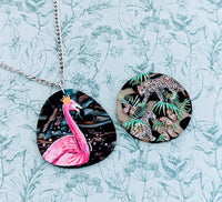 Flamingo necklace, flamingo jewellery, cheetah necklace, cheetah jewelry, flamingo lover gifts, gift for cat lovers, flamingo gifts,