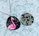 Flamingo necklace, flamingo jewellery, cheetah necklace, cheetah jewelry, flamingo lover gifts, gift for cat lovers, flamingo gifts,