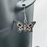 Moth earrings, skull moth earrings, skull jewelry, gothic earrings, witchy earrings, witchy jewelry, bug earrings, bug jewelry, gothic gifts