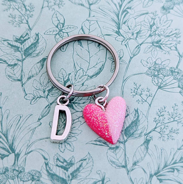 Glittery heart keychain, heart keyring, children's bag charm, children's gifts, children's keychain, gifts for little sister, heart gifts