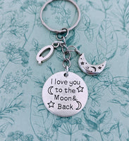 I love you to moon and back keychain, girlfriend gifts, gifts for husband, wife gifts, anniversary gifts, gifts for mom, moon keychain