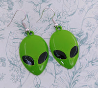 Alien earrings, alien jewellery, Halloween earrings, alien believer gifts, statement earrings, statement jewellery, Halloween inspired gift