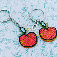 Cherry keychain, cherry keyring, cherry lover gifts, fruit inspired gifts, fruit keychain, foodie gifts, vegan gifts, artist keychain,