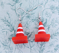 Traffic cone earrings, safety cone earrings, novelty earrings, traffic cone jewelry, traffic officer gifts, driving instructor gifts