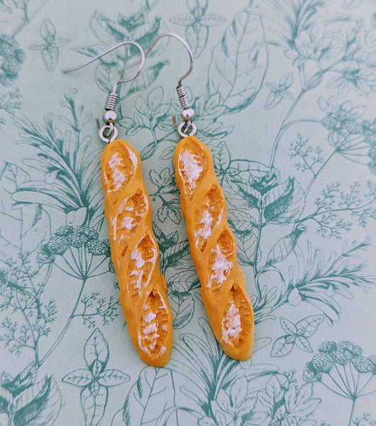 Bread earrings, french stick earrings, foodie earrings, foodie jewellery, gifts for a baker, novelty earrings, baker jewelry, baker earrings