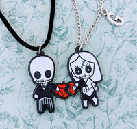 Zombie couple necklace, zombie jewellery, zombie lover gifts, Halloween necklace, Halloween jewellery, couple gifts, gothic gifts, punk gift