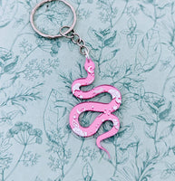 Snake Keychain, snake keyring, snake lover gifts, reptile Keychain, celestial Keychain, celestial gifts, celestial themed, witch Keychain