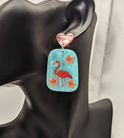 Flamingo earrings, statement earrings, statement jewellery, gifts for flamingo lovers, flamingo jewellery, bird earrings, bird jewellery,