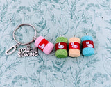 Wool keychain, knitting keychain, knitting keyring, knitting gifts, knitting lovers, sewing gifts, sewing keychain, gifts for crochets