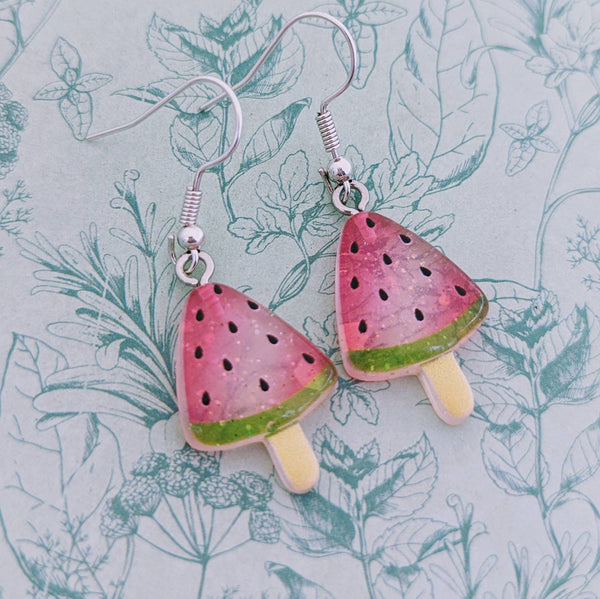 Watermelon earrings, fruit earrings, watermelon lover gifts, fruit jewellery, fruit inspired, children's earrings, children's jewellery,