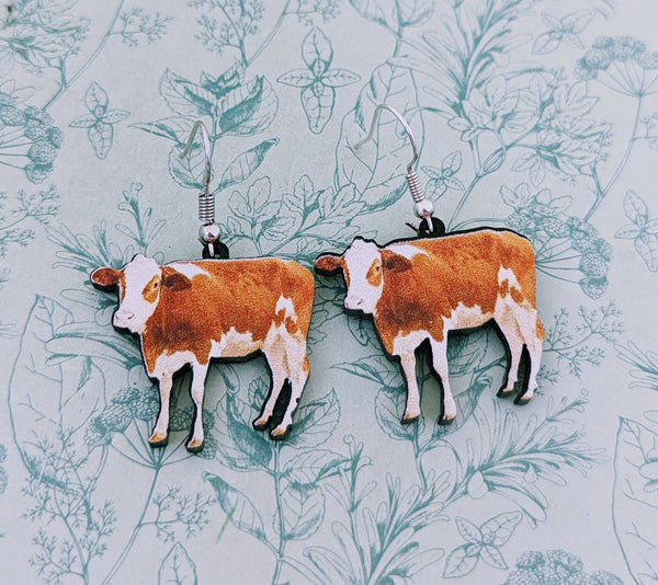 Cow earrings, cow farmer earrings, cow jewellery, cow lover gifts, gifts for cow farmers, farm animal earrings, farm animal lovers,