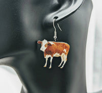 Cow earrings, cow farmer earrings, cow jewellery, cow lover gifts, gifts for cow farmers, farm animal earrings, farm animal lovers,