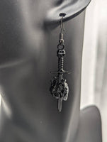 Dagger earrings, sword earrings, heart earrings, gothic jewelry, gothic earrings, gifts for a goth, gamer earrings, gamer birthday gifts,