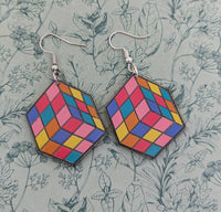 Rubik's cube earrings,